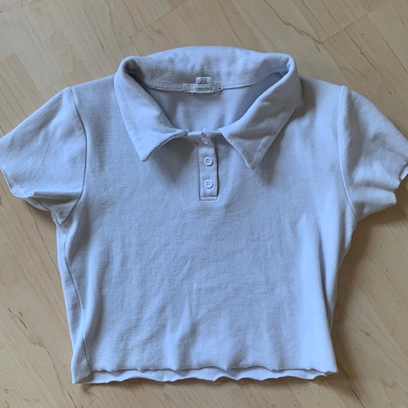 Full Tilt Tops - white, cropped tee, collared